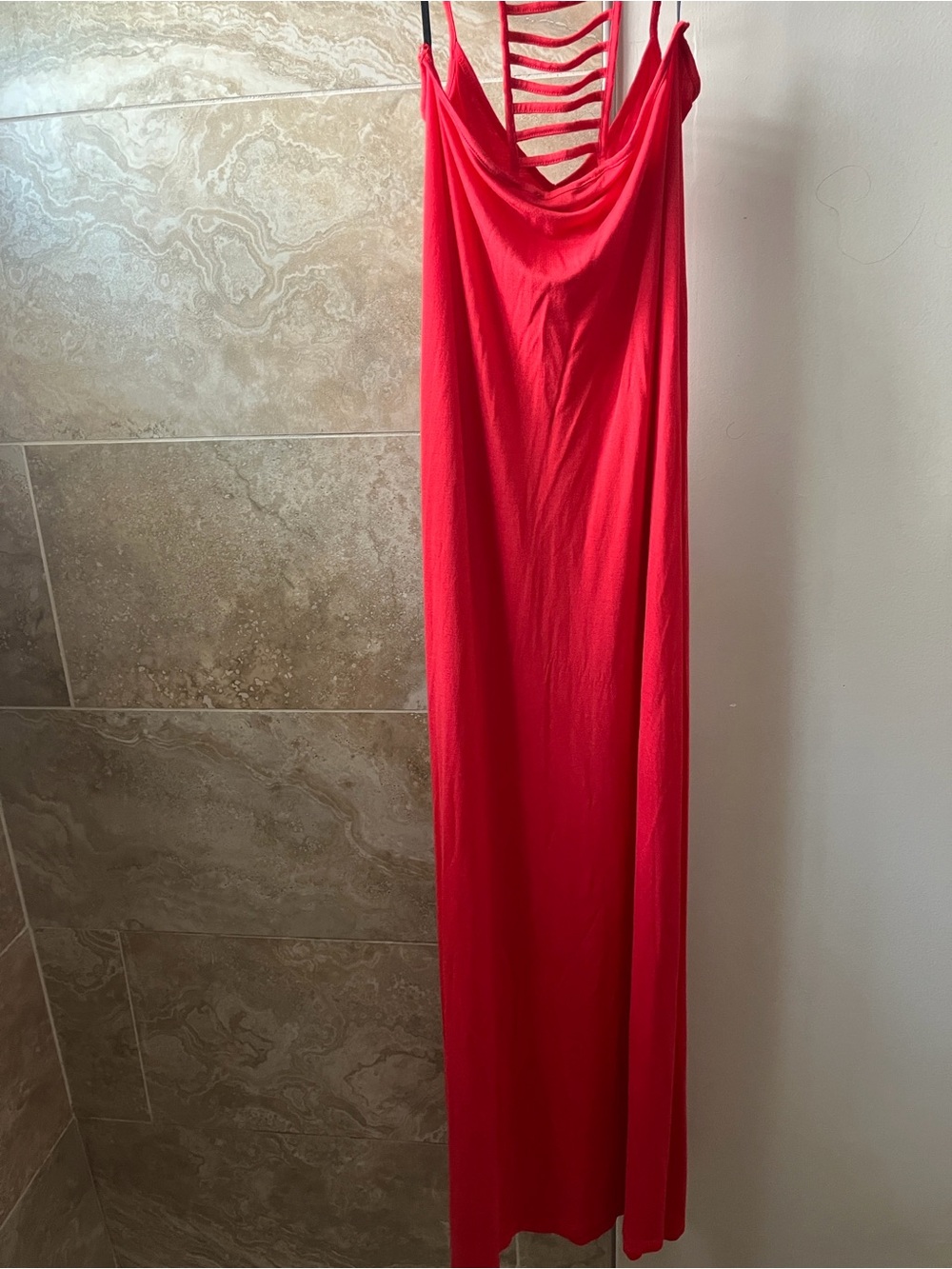 Coral Strappy-Back Maxi Dress
